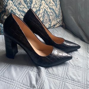 Glamorous Wide Fit Croc Black Heels